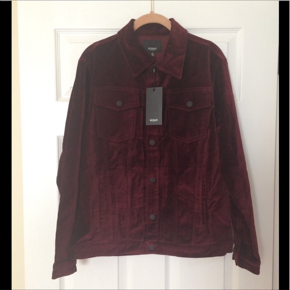 Hudson Trucker Jacket Velvet finish Maroon Small - Picture 4 of 8